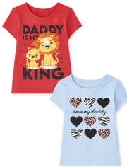 Paquete de 2 camisetas con estampado de papá para niñas pequeñas y bebés