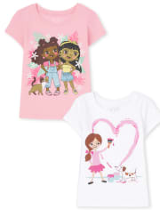 Pack de 2 camisetas estampadas para niñas y bebés