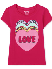 Baby And Toddler Girls Love Heart Graphic Tee