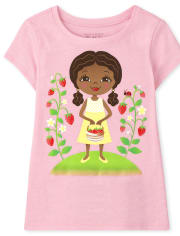 Camiseta con gráfico de fresa para bebés y niñas pequeñas