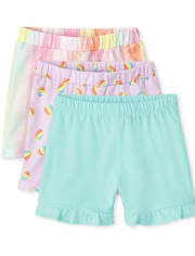 Toddler Girls Ruffle Shorts 3-Pack