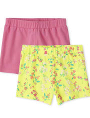 Shorts florales para niñas pequeñas, paquete de 2
