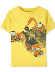Camiseta con gráfico de construcción para niños pequeños