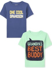Paquete de 2 camisetas con gráfico Grandpa para bebés y niños pequeños