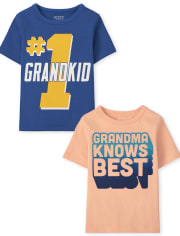 Paquete de 2 camisetas con estampado de abuela para bebés y niños pequeños