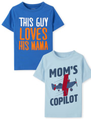 Baby And Toddler Boys Mom Graphic Tee 2-Pack