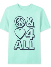 Camiseta con estampado de paz y amor para niños