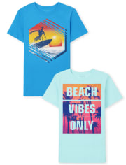 Pack de 2 camisetas con gráfico de surf para niños