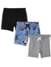 Toddler Boys Pirate French Terry Shorts 3-Pack