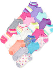 Pack de 20 calcetines tobilleros de rayas para niñas