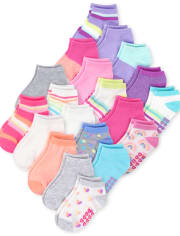 Toddler Girls Striped Ankle Socks 20-Pack