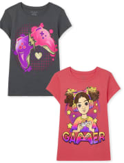 Paquete de 2 camisetas con gráfico de jugador para niñas