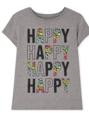 Camiseta con gráfico Happy para niñas