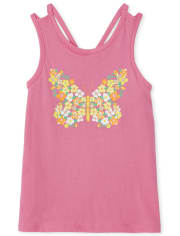 Girls Butterfly Strappy Tank Top