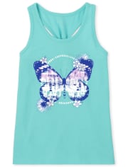 Girls Graphic Knot Back Tank Top
