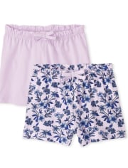 Pack de 2 shorts para bebé niña con cintura paperbag floral