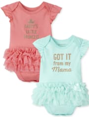 Baby Girls Princess Tutu Bodysuit 2-Pack