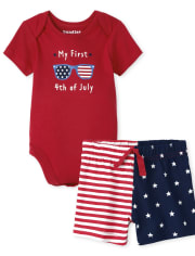 Conjunto de ropa de juego de 2 piezas para bebés varones del 4 de julio