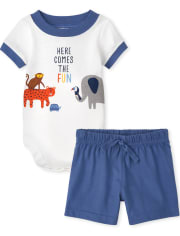 Conjunto de ropa de juego de 2 piezas Safari para bebé niño