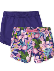 Lot de 2 shorts à volants et flamants roses pour bébé fille