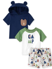 Conjunto de ropa de juego de 3 piezas con osito para bebé niño