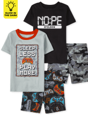 Boys Gamer Camo Glow Snug Fit Cotton Pajamas 2-Pack