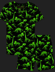 Boys Dino Print Glow Snug Fit Cotton Pajamas 2-Pack