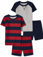 Boys Striped Snug Fit Cotton Pajamas 2-Pack