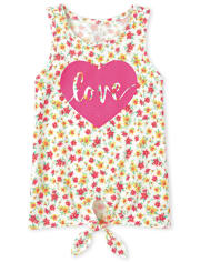 Girls Graphic Tie Front Tank Top