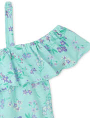 Girls Print Ruffle Tank Top