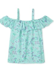 Girls Print Ruffle Tank Top