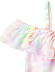 Girls Print Ruffle Tank Top