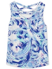 Camiseta sin mangas con espalda cruzada y estampado para niñas