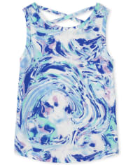 Camiseta sin mangas con espalda cruzada y estampado para niñas