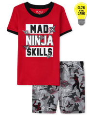 Boys Glow Ninja Snug Fit Cotton Pajamas