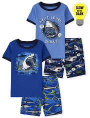 Lot de 2 pyjamas en coton ajustés Glow Shark Gamer pour garçon