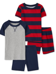 Lot de 2 pyjamas en coton ajustés à rayures pour garçon