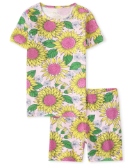 Girls Sunflower Snug Fit Cotton Pajamas