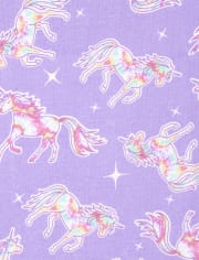 Girls Glow Tie Dye Unicorn Snug Fit Cotton Pajamas