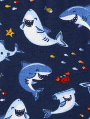Paquete de 2 pijamas de algodón ajustados con tiburón para bebés y niños pequeños