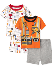 Paquete de 2 pijamas de algodón unisex para bebés y niños pequeños