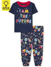 Unisex Baby And Toddler Glow Rocket Ship Snug Fit Cotton Pajamas