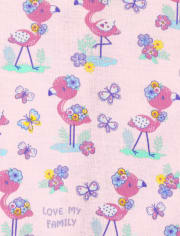 Pyjama une pièce en coton ajusté à motif flamant rose pour bébés et petites filles