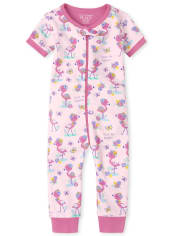 Baby And Toddler Girls Flamingo Snug Fit Cotton One Piece Pajamas