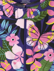 Pijamas de una pieza de algodón con ajuste ceñido y estampado floral para bebés y niñas pequeñas
