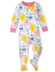 Pijama de una pieza de algodón con ajuste cómodo para bebés y niñas pequeñas