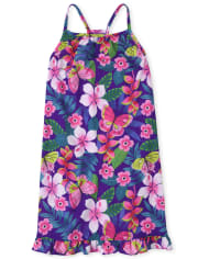 Girls Floral Ruffle Nightgown