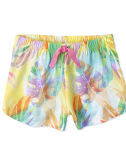 Girls Tropical Leaf Pajama Shorts