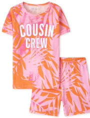 Pyjama en coton coupe ajustée tropicale pour fille