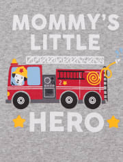 Baby And Toddler Boys Fire Truck Snug Fit Cotton Pajamas